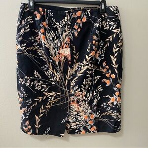 Talbots skirt womens 16 Wipsy floral black pencil skirt plus size career modest